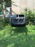 useful. Twin Chamber Rotating Compost Bin - Dual Chamber Rolling Compost Tumbler with Sliding Door and Solid Steel Frame