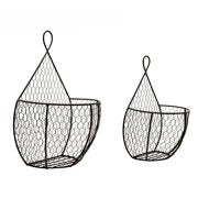 J Miles CO Double Hanging Display Storage Baskets - Pair of Wall Mount Baskets 1 Large 1 Small Wall Hanging Units
